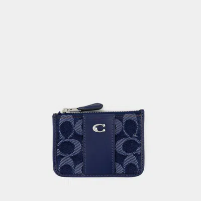 Coach Signature Mini Id Skinny Wallet In Blue