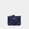 Coach Signature Mini Id Skinny Wallet In Blue