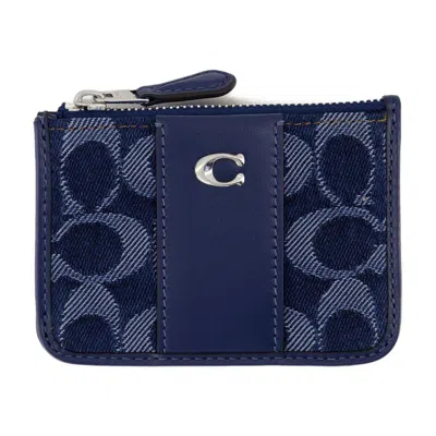 Coach Signature Mini Id Skinny Wallet In Blue