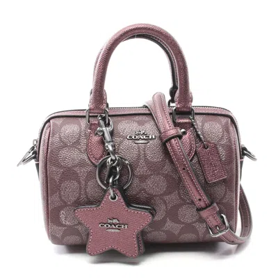 Coach Signature Mini Rowan Handbag Pvc Leather In Red