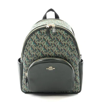 Coach Signature Monogram Backpack Pvc Leather In Green