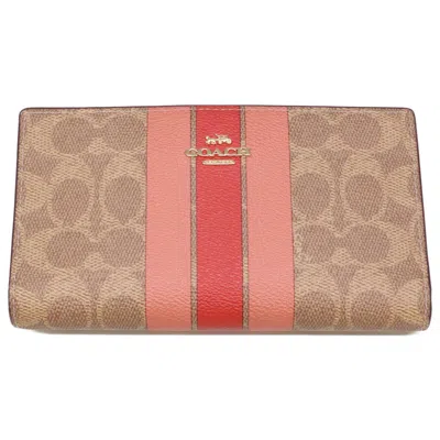 Pre-owned Coach Signature Multi-color Coated Canvas Long Wallet (bi-fold) ()