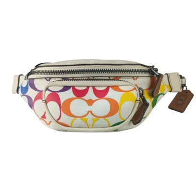 Pre-owned Coach Signature Multi-color Off-white Leather Pvc Fanny Pack Sling Bag () In Multi-color, Off-white