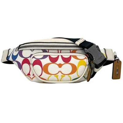 Pre-owned Coach Signature Multi-color White Pvc Leather Sling Bag ()