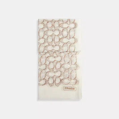 Coach Signature Oblong Scarf In White