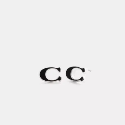 Coach Signature-ohrstecker Aus Emaille In Black