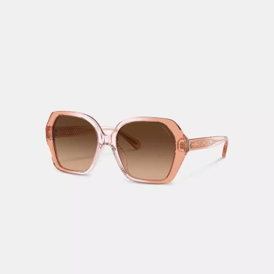 Coach Signature Ombré Geometric Square Sunglasses In Brown Gradient