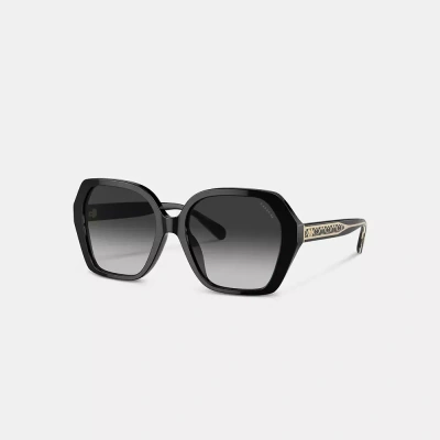 Coach Signature Ombré Geometric Square Sunglasses In Grey Gradient