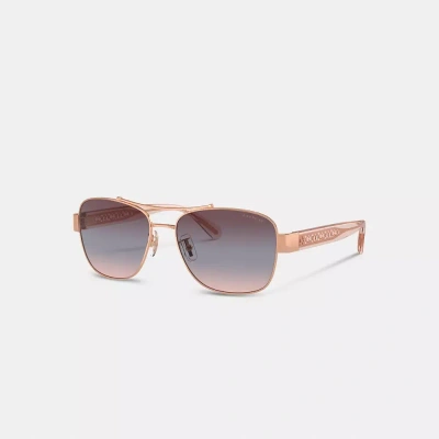 Coach Signature Ombré Narrow Pilot Sunglasses In Purple Gradient