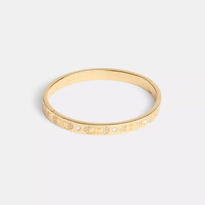 Coach Signature Pavé Hinged Bangle In Yellow