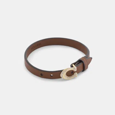 Coach Signature Pavé Leather Bracelet In Brown