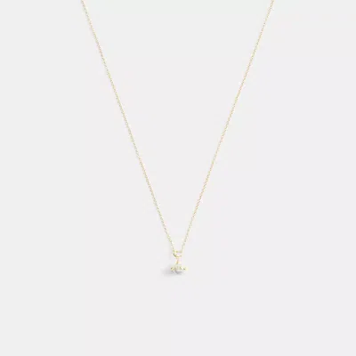 Coach Signature Pearl Pendant Necklace In Gold