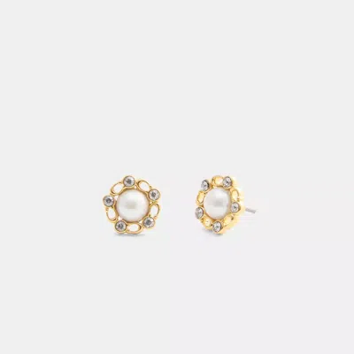 Coach Signature Pearl Stud Earrings In Multi