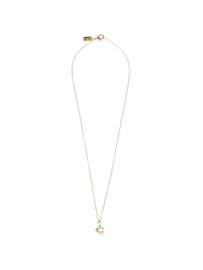 Coach Signature Pendant Necklace In Gold
