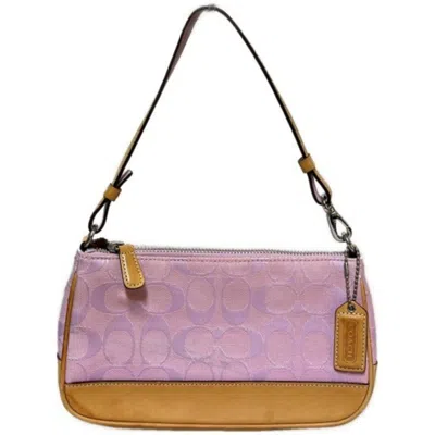 Pre-owned Coach Signature Pink Signature Line Shoulder Bag ()