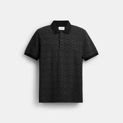 Coach Signature Polo In Organic Cotton In Black