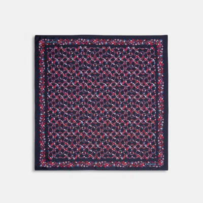 Coach Signature Posey Cluster Print Silk Square Scarf In Navy Multi