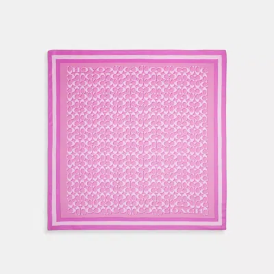 Coach Signature Print Silk Square Scarf In Pink