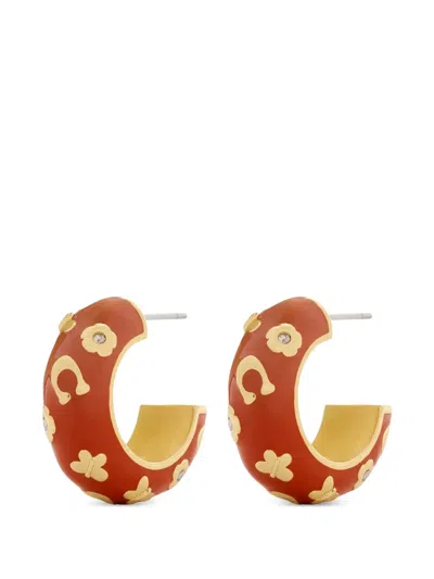 Coach Signature Puffy Hoop Earrings In Gold