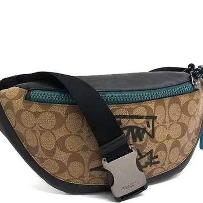 Pre-owned Coach Signature Pvc Leather Fanny Pack Sling Bag () In Multi