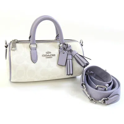 Pre-owned Coach Signature Pvc Leather Handbag () In White