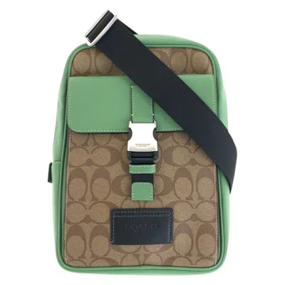 Coach Signature Pvc Leather Shoulder Bag In Sand