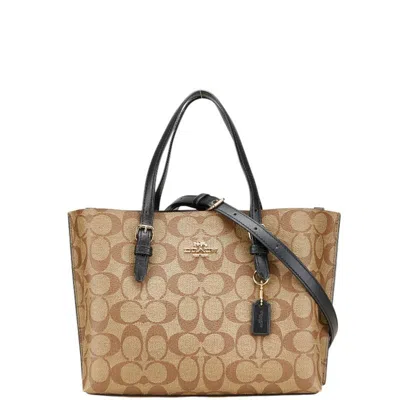 Pre-owned Coach Signature Pvc Leather Shoulder Bag Tote Bag () In Multi
