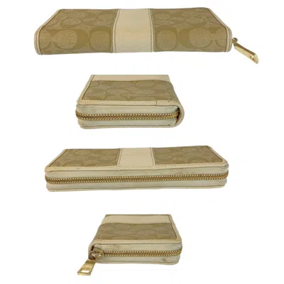 Coach Signature Pvc Leather Wallet In Sand