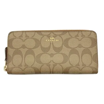 Pre-owned Coach Signature Pvc Wallet (bi-fold) () In Brown