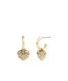 Coach Quilted Signature Heart Huggie Earrings In Crystal
