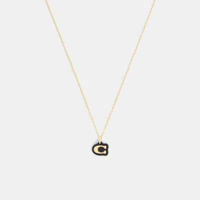 Coach Signature Resin Pendant Necklace In Gold/black