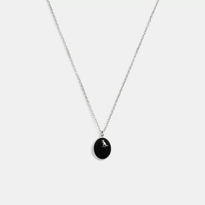 Coach Signature Rexy Coin Pendant Necklace In Silver