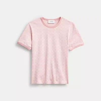 Coach Signature Ringer T-shirt In Pink