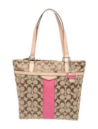 Pre-owned Coach Signature Shoulder Bag In Brown