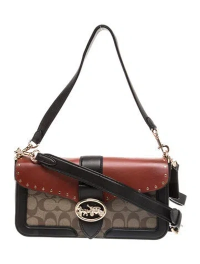 Pre-owned Coach Signature Shoulder Bag In Brown
