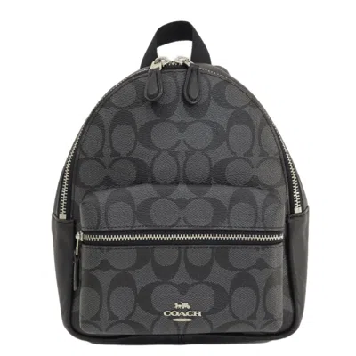 Pre-owned Coach Signature Signature Line Backpack () In Black