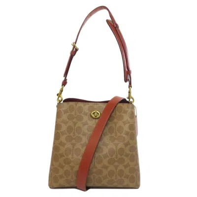 Pre-owned Coach Signature Signature Line Handbag () In Brown