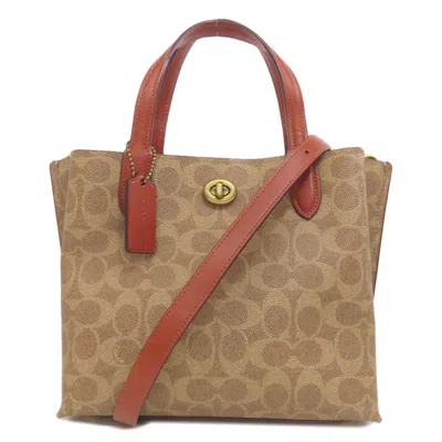 Pre-owned Coach Signature Signature Line Handbag () In Brown