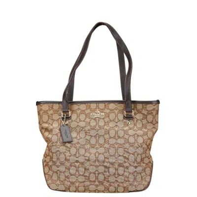 Pre-owned Coach Signature Signature Line Handbag Tote Bag () In Brown