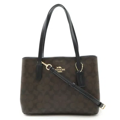 Pre-owned Coach Signature Signature Line Leather Pvc Shoulder Bag Tote Bag () In Multi