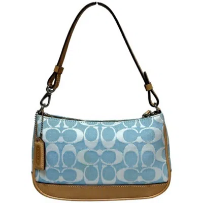 Pre-owned Coach Signature Signature Line Shoulder Bag () In Blue