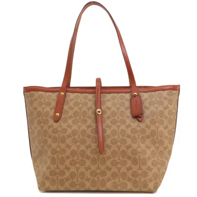 Pre-owned Coach Signature Signature Line Tote Bag () In Brown