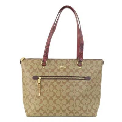 Pre-owned Coach Signature Signature Line Tote Bag () In Brown