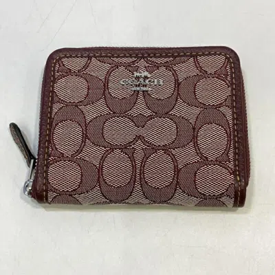 Pre-owned Coach Signature Signature Line Wallet (bi-fold) () In White