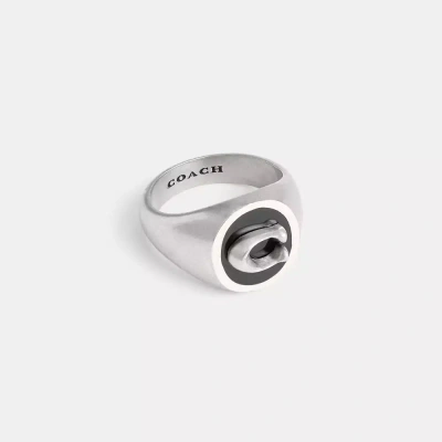 Coach Signature Signet Ring In Silver