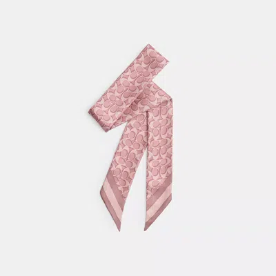 Coach Signature Silk Skinny Scarf In Pink