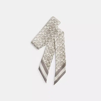 Coach Signature Silk Skinny Scarf In Sand