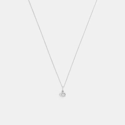 Coach Signature Solitaire Pendant Necklace In Silver
