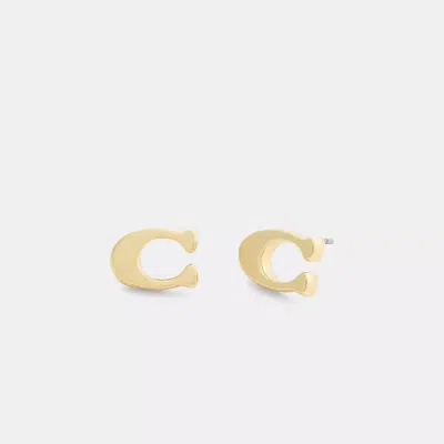 Coach Signature Stud Earrings In Gold