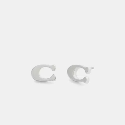 Coach Signature Stud Earrings In Metallic